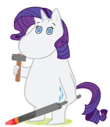 Size: 516x600 | Tagged: safe, artist:systema, rarity, pony, unicorn, digital art, moominified, moomins, solo, the moomins