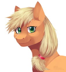 Size: 2032x2229 | Tagged: safe, artist:ko3lnha, applejack, earth pony, pony, hatless, missing accessory, simple background, smiling, solo