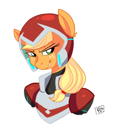 Size: 1280x1429 | Tagged: safe, artist:strixmoonwing, applejack, earth pony, pony, crossover, keith, simple background, solo, voltron, voltron legendary defender, white background