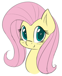 Size: 978x1200 | Tagged: safe, artist:esfelt, fluttershy, pegasus, pony, blushing, bust, cute, looking at you, portrait, shyabetes, simple background, smiling, solo, white background