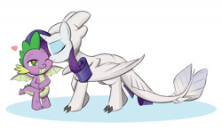 Size: 1700x1000 | Tagged: safe, artist:mew-me, rarity, spike, dragon, pony, unicorn, clothes, cosplay, costume, cute, female, floating heart, heart, how to train your dragon, male, raribetes, shipping, smiling, sparity, spikabetes, spikelove, straight