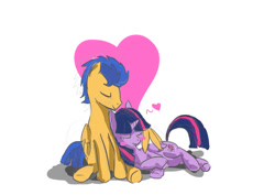 Size: 1469x1038 | Tagged: safe, artist:redowo, flash sentry, twilight sparkle, twilight sparkle (alicorn), alicorn, pegasus, pony, blush sticker, blushing, female, flashlight, heart, hug, male, shipping, straight, winghug