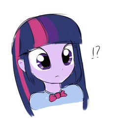 Size: 1024x1006 | Tagged: safe, artist:dambitail, derpibooru import, twilight sparkle, equestria girls, exclamation point, interrobang, question mark