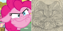 Size: 667x331 | Tagged: safe, screencap, pinkie pie, pony, secrets and pies, biscuit oliva, floppy ears, grappler baki