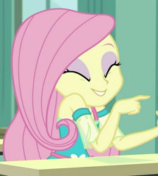 Size: 894x1000 | Tagged: safe, screencap, fluttershy, a little birdie told me, better together, equestria girls, cute, shyabetes, smiling