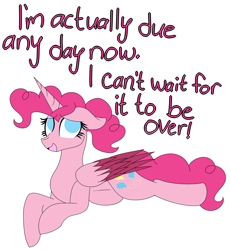 Size: 1280x1384 | Tagged: safe, artist:tomboygirl45, pinkie pie, alicorn, pony, alicornified, ask, colored wings, multicolored wings, pinkiecorn, preggy pie, pregnant, princessponk, prone, race swap, solo, tumblr, xk-class end-of-the-world scenario