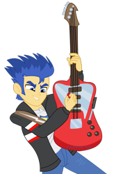 Size: 1600x2263 | Tagged: safe, artist:jucamovi1992, flash sentry, equestria girls, guitar, rocker, simple background, solo, transparent background