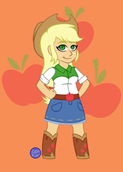 Size: 1500x2100 | Tagged: safe, artist:zeal-eel, applejack, equestria girls, clothes, female, solo