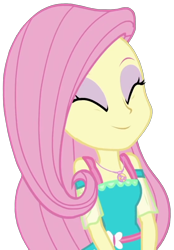 Size: 688x989 | Tagged: safe, artist:thebarsection, fluttershy, better together, equestria girls, clothes, cute, eyes closed, female, not a vector, shyabetes, simple background, smiling, solo, transparent background