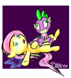 Size: 2405x2622 | Tagged: safe, artist:lildooks, fluttershy, spike, dragon, pegasus, pony, crying, female