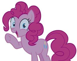 Size: 1500x1179 | Tagged: safe, artist:awsomejosh13, pinkie pie, pony, female, mare, open mouth, raised hoof, simple background, solo, transparent background, underhoof