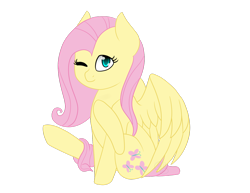 Size: 1600x1236 | Tagged: safe, artist:firepetalfox, fluttershy, pegasus, pony, one eye closed, simple background, sitting, solo, transparent background