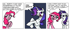 Size: 1568x661 | Tagged: safe, artist:gingerfoxy, pinkie pie, rarity, earth pony, pony, unicorn, pony comic generator, comic