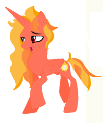 Size: 438x521 | Tagged: safe, artist:unoriginai, oc, oc only, oc:prince dawn, magical lesbian spawn, offspring, parent:princess celestia, parent:twilight sparkle, parents:twilestia, simple background, solo, white background