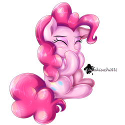 Size: 3000x3000 | Tagged: safe, artist:katakiuchi4u, pinkie pie, earth pony, pony, eyes closed, female, giggling, mare, simple background, solo, transparent background