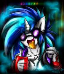 Size: 2500x2900 | Tagged: safe, artist:mimy92sonadow, dj pon-3, vinyl scratch, anthro, solo, tongue out