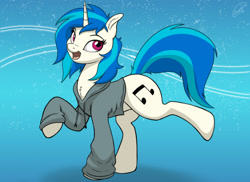 Size: 2500x1822 | Tagged: safe, artist:skipsy, dj pon-3, vinyl scratch, pony, unicorn, chest fluff, clothes, female, hoodie, mare, open mouth, solo