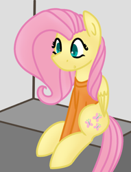 Size: 782x1022 | Tagged: safe, artist:azure-quill, fluttershy, pegasus, pony, clothes, prison outfit, solo