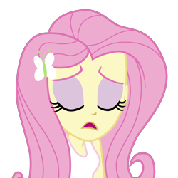 Size: 7680x7680 | Tagged: safe, artist:efk-san, fluttershy, equestria girls, absurd resolution, clothes, cute, eyes closed, female, open mouth, shyabetes, sigh, simple background, solo, tanktop, transparent background, vector