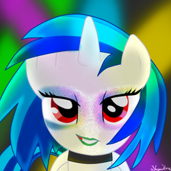 Size: 1000x1000 | Tagged: safe, artist:shuyin, artist:shuyink, dj pon-3, vinyl scratch, pony, unicorn, lipstick, looking at you, makeup, solo