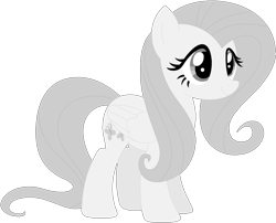 Size: 1024x828 | Tagged: safe, artist:ra1nb0wk1tty, fluttershy, pegasus, pony, female, mare, monochrome, simple background, smiling, solo, transparent background