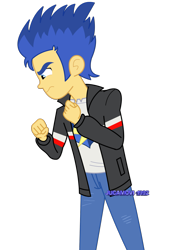 Size: 1024x1448 | Tagged: safe, artist:jucamovi1992, flash sentry, equestria girls, angry, solo