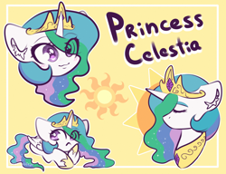 Size: 2600x2000 | Tagged: safe, artist:etoz, part of a set, princess celestia, alicorn, pony, blushing, bust, crown, cute, cutelestia, cutie mark, ear fluff, eye clipping through hair, eyes closed, female, hoof shoes, jewelry, mare, multeity, peytral, portrait, regalia, solo