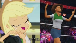 Size: 1280x720 | Tagged: safe, applejack, equestria girls, rainbow rocks, wat, wwe 2k17, youtube