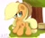 Size: 2473x2117 | Tagged: safe, artist:bronybehindthedoor, applejack, earth pony, pony, basket, looking back, plot, signature, solo, tree