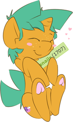 Size: 338x558 | Tagged: safe, artist:kryptchild, snails, derpibooru, derpimilestone, exploitable meme, frog (hoof), heart, hoofbutt, meme, meta, milestone, simple background, sitting, smiling, solo, tags, underhoof, white background