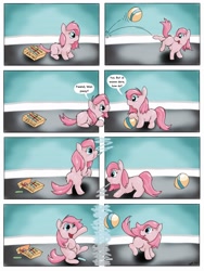 Size: 1536x2048 | Tagged: safe, artist:fluffsplosion, pinkie pie, earth pony, fluffy pony, pony, ball, crayons, panel break, pinkie being pinkie