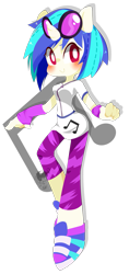 Size: 769x1631 | Tagged: safe, artist:snow angel, dj pon-3, vinyl scratch, anthro, ambiguous facial structure, blushing, clothes, skirt, solo