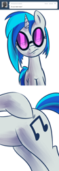 Size: 694x2000 | Tagged: artist needed, safe, dj pon-3, vinyl scratch, pony, unicorn, askdjp0n3, solo, tumblr