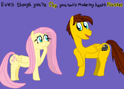 Size: 3564x2562 | Tagged: safe, artist:sb1991, fluttershy, oc, oc:film reel, pegasus, pony, challenge, equestria amino, pick-up line, pickup lines