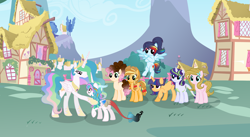 Size: 3456x1896 | Tagged: safe, artist:staricy097, princess celestia, oc, oc:apple sweet, oc:crystal rare, oc:skyes, oc:star icy, oc:starry sentry, oc:surprise pie, oc:thistle whistle, alicorn, dracony, earth pony, hybrid, pegasus, pony, unicorn, female, interspecies offspring, mare, offspring, parent:applejack, parent:bulk biceps, parent:caramel, parent:cheese sandwich, parent:discord, parent:flash sentry, parent:fluttershy, parent:pinkie pie, parent:princess celestia, parent:rainbow dash, parent:rarity, parent:soarin', parent:spike, parent:twilight sparkle, parents:carajack, parents:cheesepie, parents:dislestia, parents:flashlight, parents:flutterbulk, parents:soarindash, parents:sparity