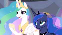 Size: 1920x1080 | Tagged: safe, screencap, princess celestia, princess luna, alicorn, pony, the summer sun setback, female, hoof shoes, mare, royal sisters, siblings, sisters