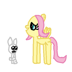 Size: 347x347 | Tagged: safe, artist:nightshadowmlp, angel bunny, fluttershy, pegasus, pony, ms paint