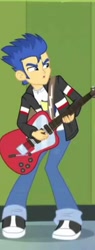 Size: 274x720 | Tagged: safe, screencap, flash sentry, equestria girls, rainbow rocks, angry, clothes, electric guitar, guitar, jacket, shoes, sneakers, solo