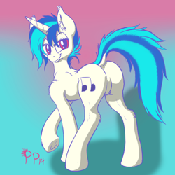 Size: 1500x1500 | Tagged: safe, artist:punk-pegasus, dj pon-3, vinyl scratch, pony, unicorn, dj boot-3, dock, ear fluff, featureless crotch, fluffy, looking at you, looking back, plot, raised hoof, raised tail, smiling, solo, underhoof