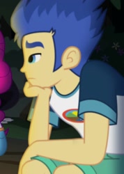 Size: 514x720 | Tagged: safe, screencap, flash sentry, equestria girls, legend of everfree, camp everfree outfits, cropped, flash sentry is not amused, male, solo