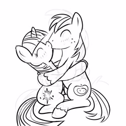 Size: 5000x5000 | Tagged: safe, artist:angelwing314, derpibooru import, big macintosh, twilight sparkle, earth pony, pony, absurd resolution, hug, kissing, male, monochrome, shipping, sketch, stallion, straight, twimac