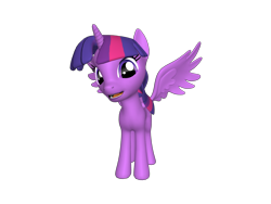 Size: 1200x900 | Tagged: safe, derpibooru import, twilight sparkle, twilight sparkle (alicorn), alicorn, pony, 3d, adorkable, cute, dork, female, happy, looking at you, mare, ponylumen, smiling, solo, spread wings