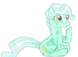 Size: 750x552 | Tagged: safe, artist:amu1000, crystal pony, pony, unicorn, crystallized, simple background, sitting, smiling, solo, white background