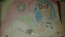 Size: 2560x1440 | Tagged: safe, artist:sparton2005, dj pon-3, vinyl scratch, human, clothes, gloves, humanized, sunglasses