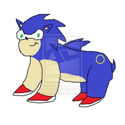 Size: 600x600 | Tagged: safe, artist:pinkamenaequestrian, earth pony, pony, 1000 hours in ms paint, looking at you, male, ms paint, op is trying to start shit, ponified, sanic, simple background, smiling, solo, sonic the hedgehog, sonic the hedgehog (series), stallion, watermark, white background