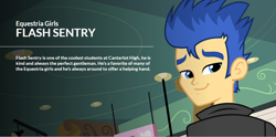 Size: 854x422 | Tagged: safe, flash sentry, equestria girls, flashface, official, solo