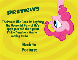 Size: 1078x837 | Tagged: safe, pinkie pie, earth pony, pony, female, mare, menu, pink coat, pink mane, previews, veggietales