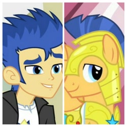 Size: 1024x1024 | Tagged: safe, edit, edited screencap, screencap, flash sentry, pegasus, pony, equestria girls, rainbow rocks, three's a crowd, armor, clothes, eye, eyes, helmet, jacket, royal guard