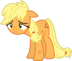 Size: 6000x5041 | Tagged: safe, artist:slb94, applejack, earth pony, pony, made in manehattan, absurd resolution, defeated, exhausted, hatless, missing accessory, simple background, solo, tired, transparent background, vector