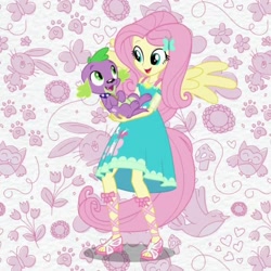 Size: 2048x2048 | Tagged: safe, screencap, fluttershy, spike, spike the regular dog, dog, better together, equestria girls, cropped, feet, intro, non-shipping, opening theme, ponied up, sandals, wings